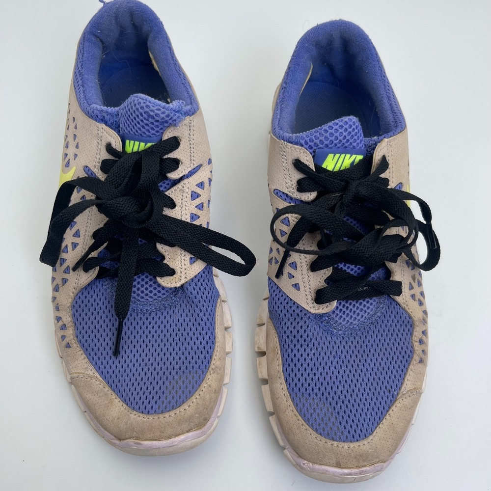Nike Free Run Sneakers Womens US 9 Blue Beige Mesh Low Top Lace Up Running Shoes